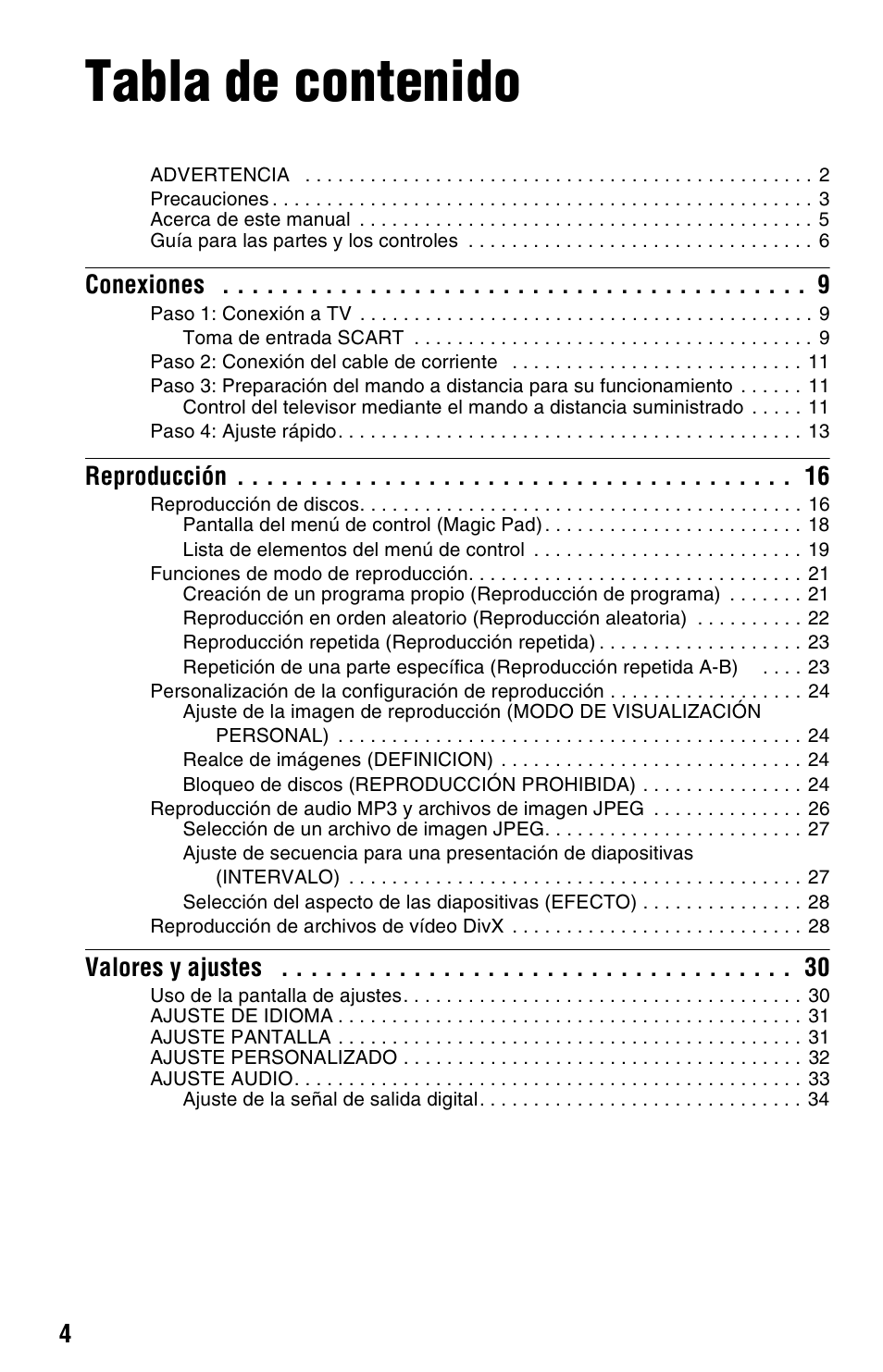 Sony DVP-PR30 Manual del usuario | Página 4 / 44