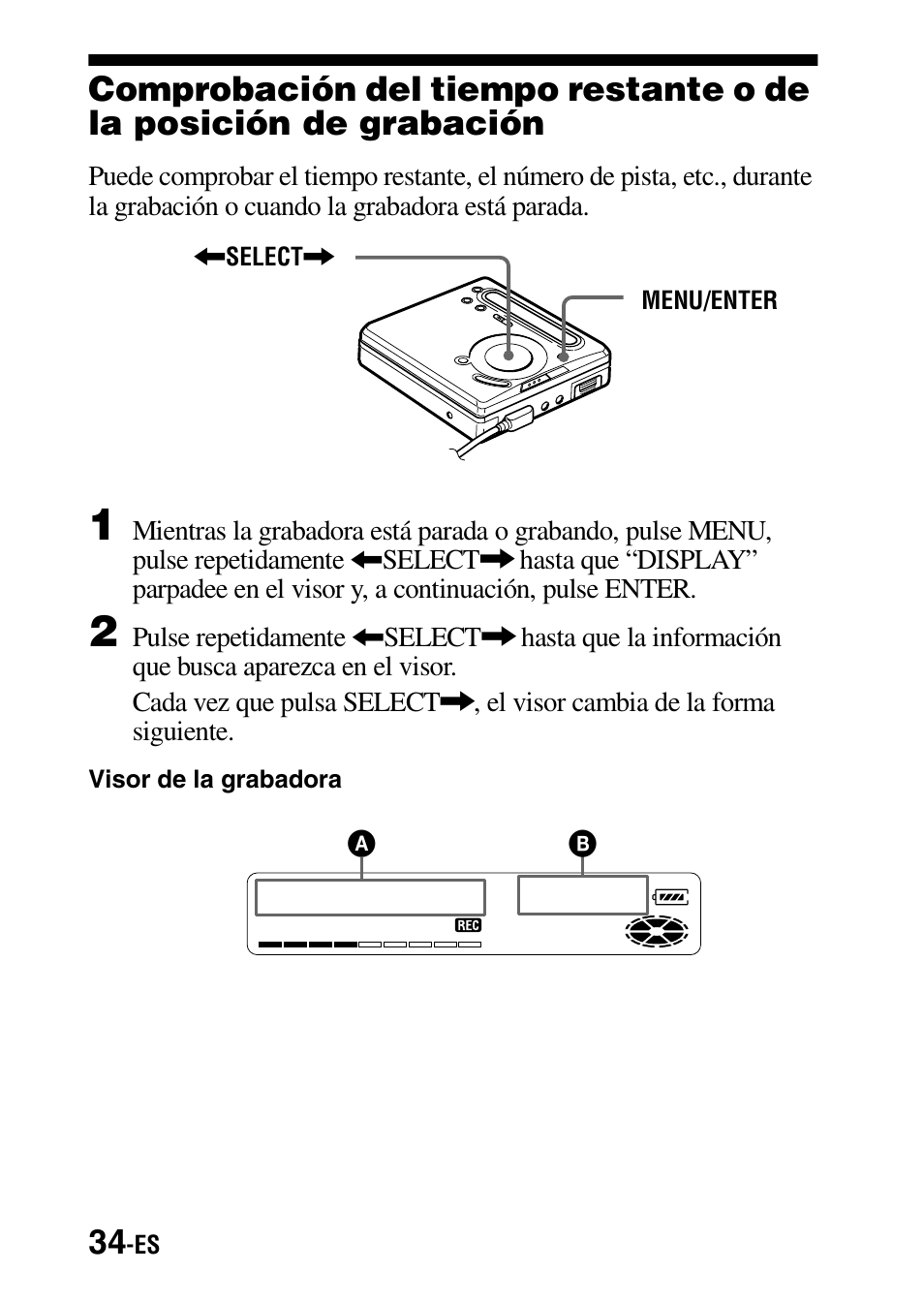 S (34) | Sony MZ-G755 Manual del usuario | Página 34 / 152