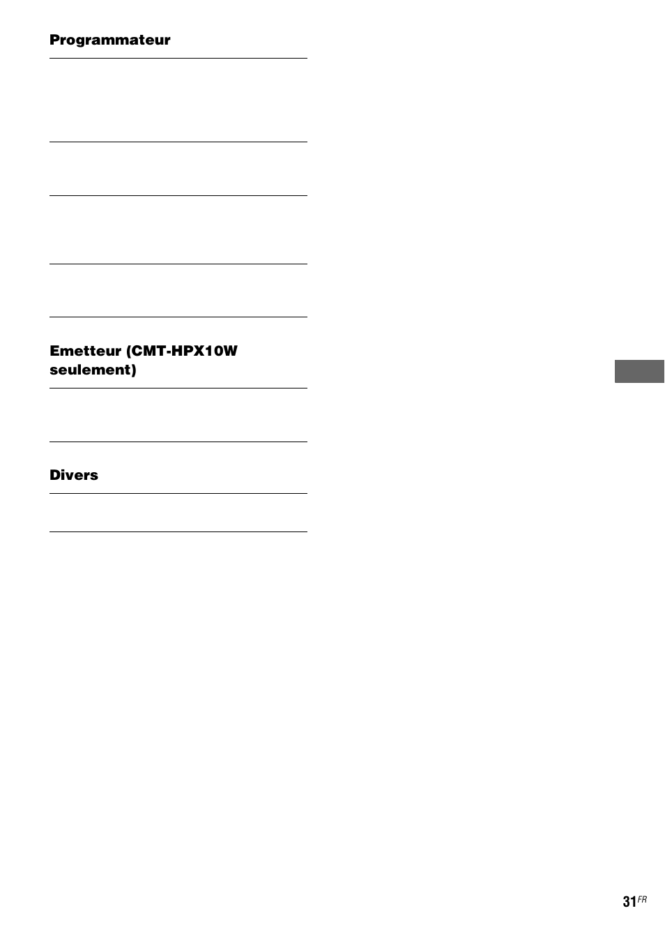 Sony CMT-HPX10W Manual del usuario | Página 31 / 76