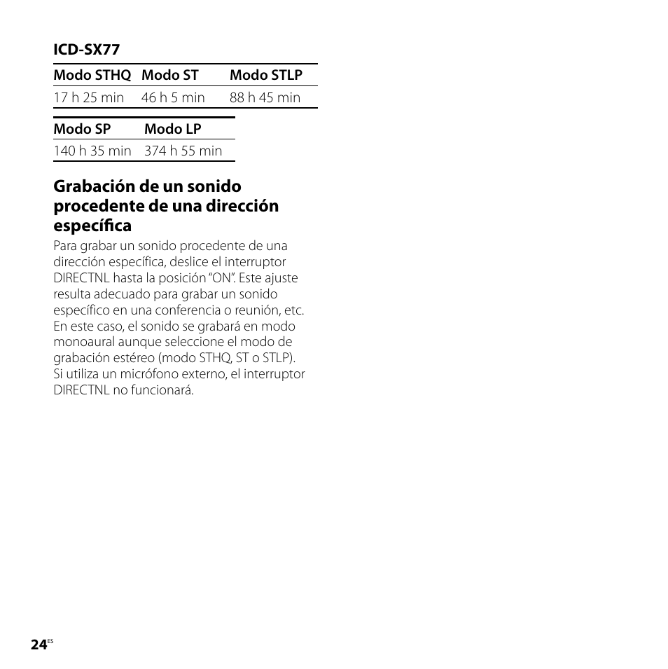 Sony ICD-SX57 Manual del usuario | Página 24 / 92