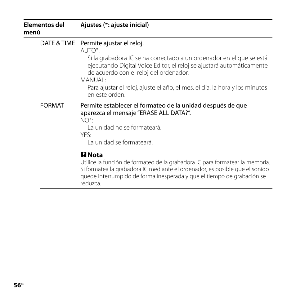Sony ICD-SX57 Manual del usuario | Página 56 / 92