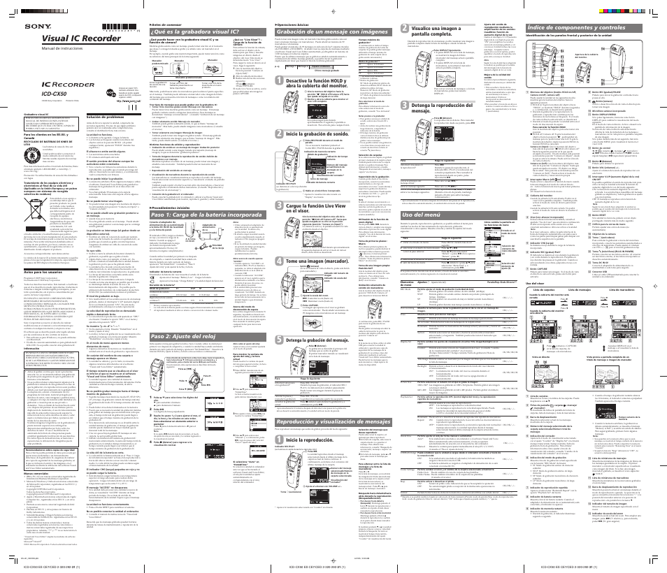 Sony ICD-CX50 Manual del usuario | Páginas: 2