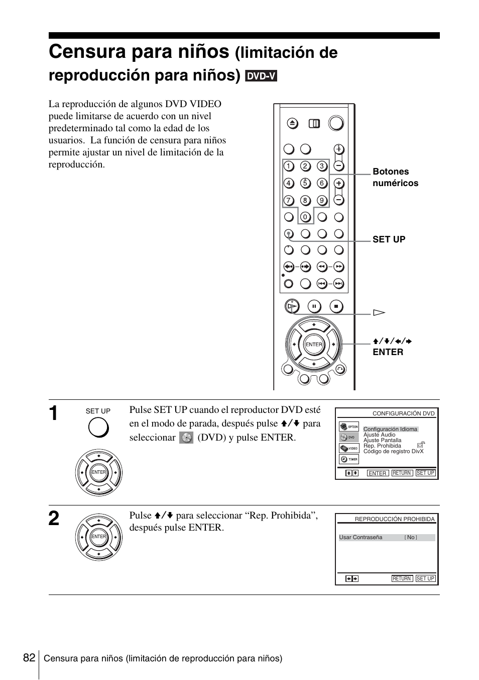 82 c, Censura para niños, Limitación de reproducción para niños) | Sony SLV-D980PD Manual del usuario | Página 82 / 156