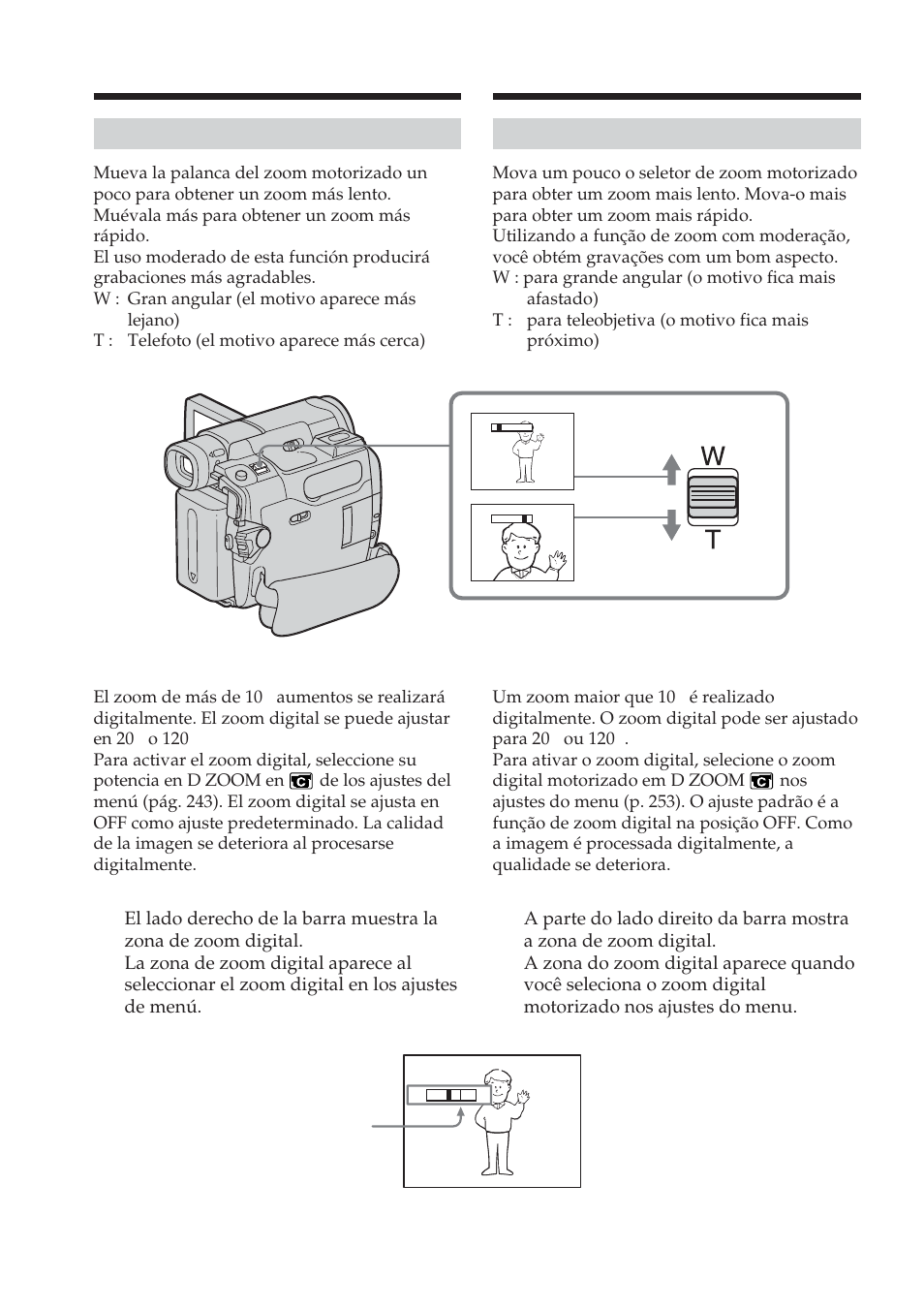 Uso de la función del zoom, Grabación de imágenes | Sony DCR-TRV19 Manual del usuario | Página 44 / 320
