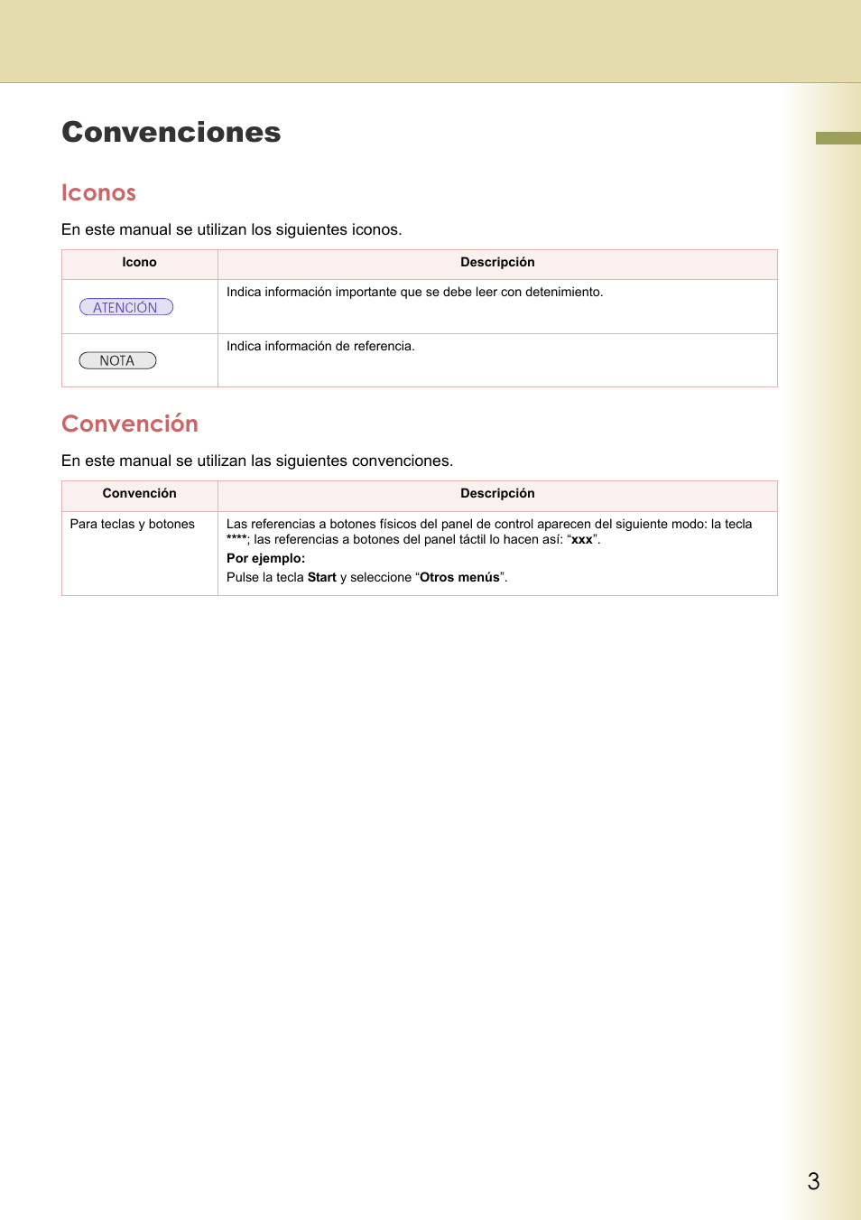 Convenciones, Iconos, Convención | Panasonic DPC263 Manual del usuario | Página 3 / 220