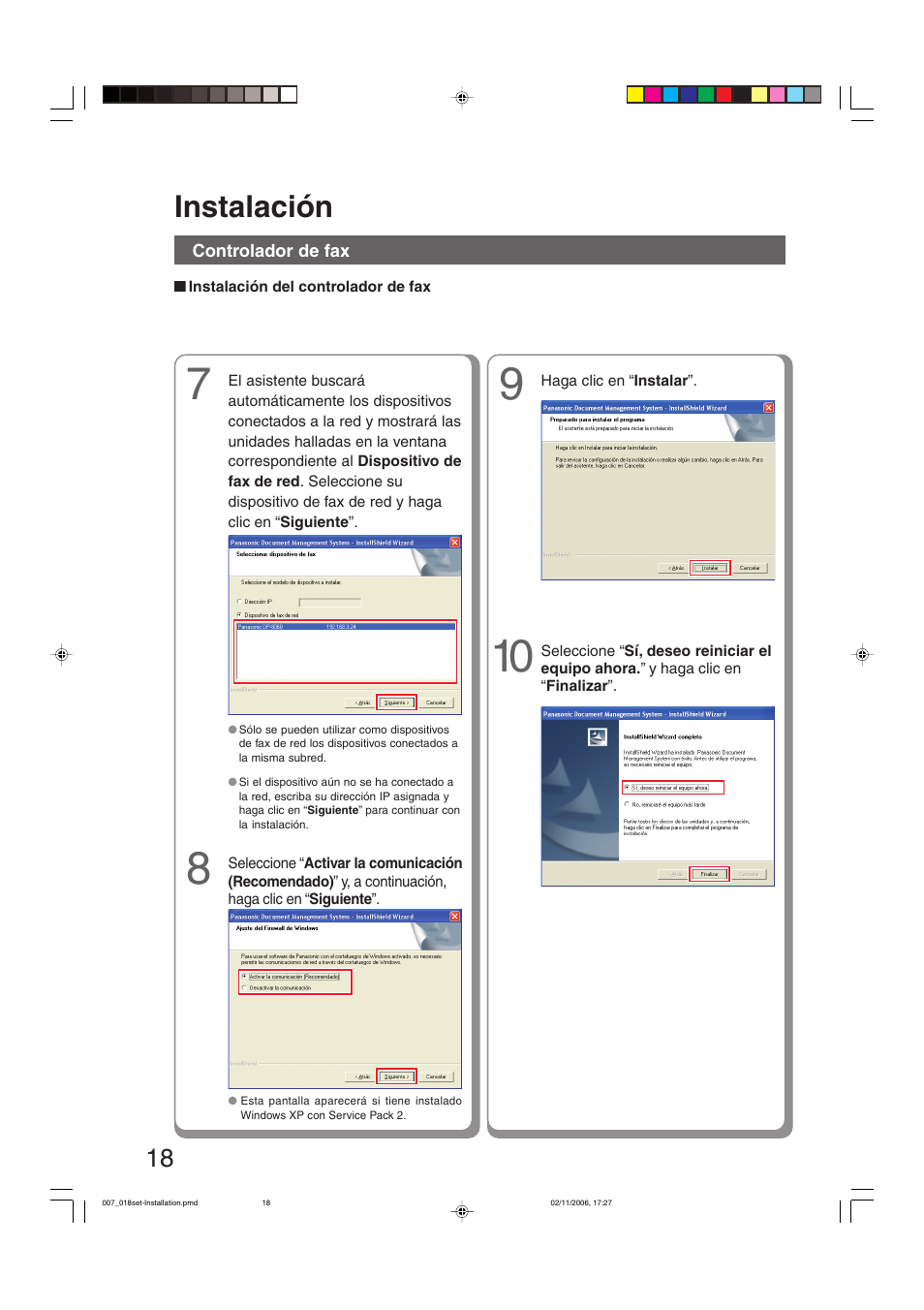 Instalación | Panasonic DP8060 Manual del usuario | Página 18 / 36