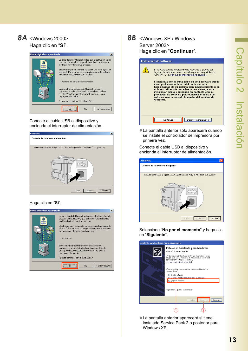 Capítulo 2 instalación | Panasonic DPC306 Manual del usuario | Página 13 / 40