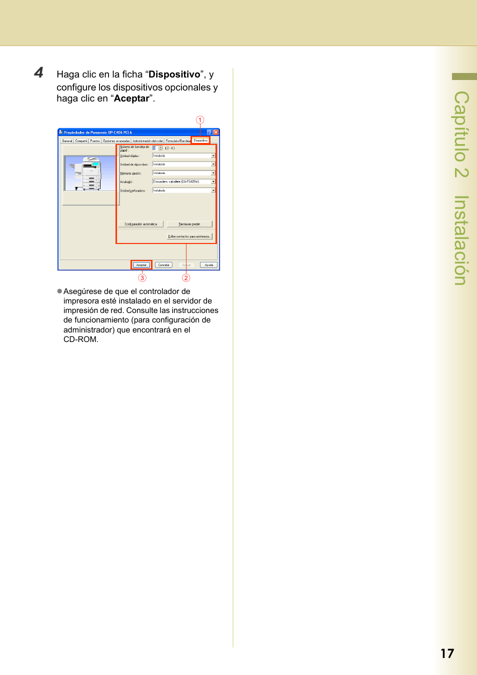 Capítulo 2 instalación | Panasonic DPC306 Manual del usuario | Página 17 / 40