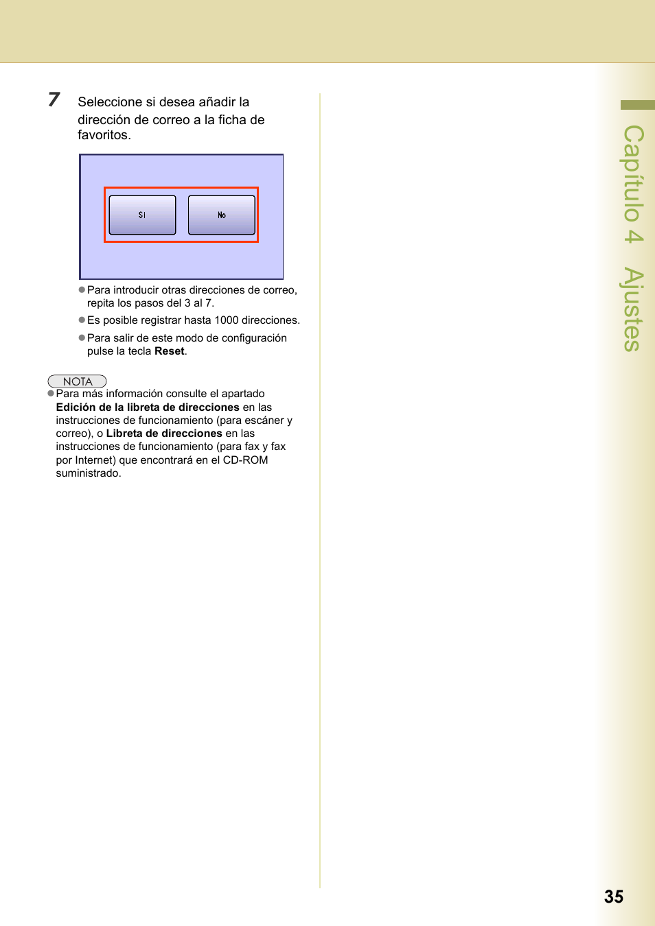 Capítulo 4 ajustes | Panasonic DPC306 Manual del usuario | Página 35 / 40