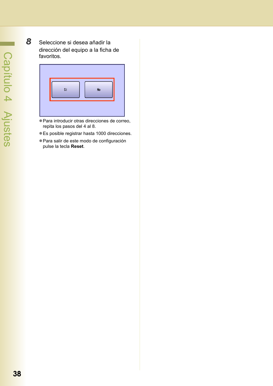 Capítulo 4 ajustes | Panasonic DPC306 Manual del usuario | Página 38 / 40