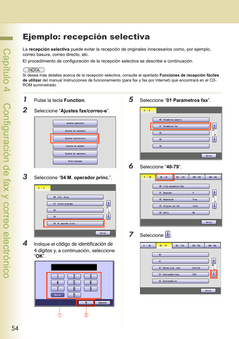 Ejemplo: recepción selectiva | Panasonic DPC262 Manual del usuario | Página 54 / 82