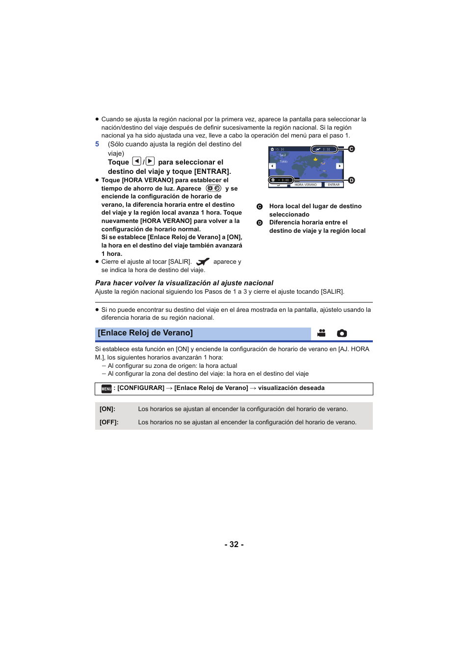 Enlace reloj de verano | Panasonic HCV250EC Manual del usuario | Página 32 / 214