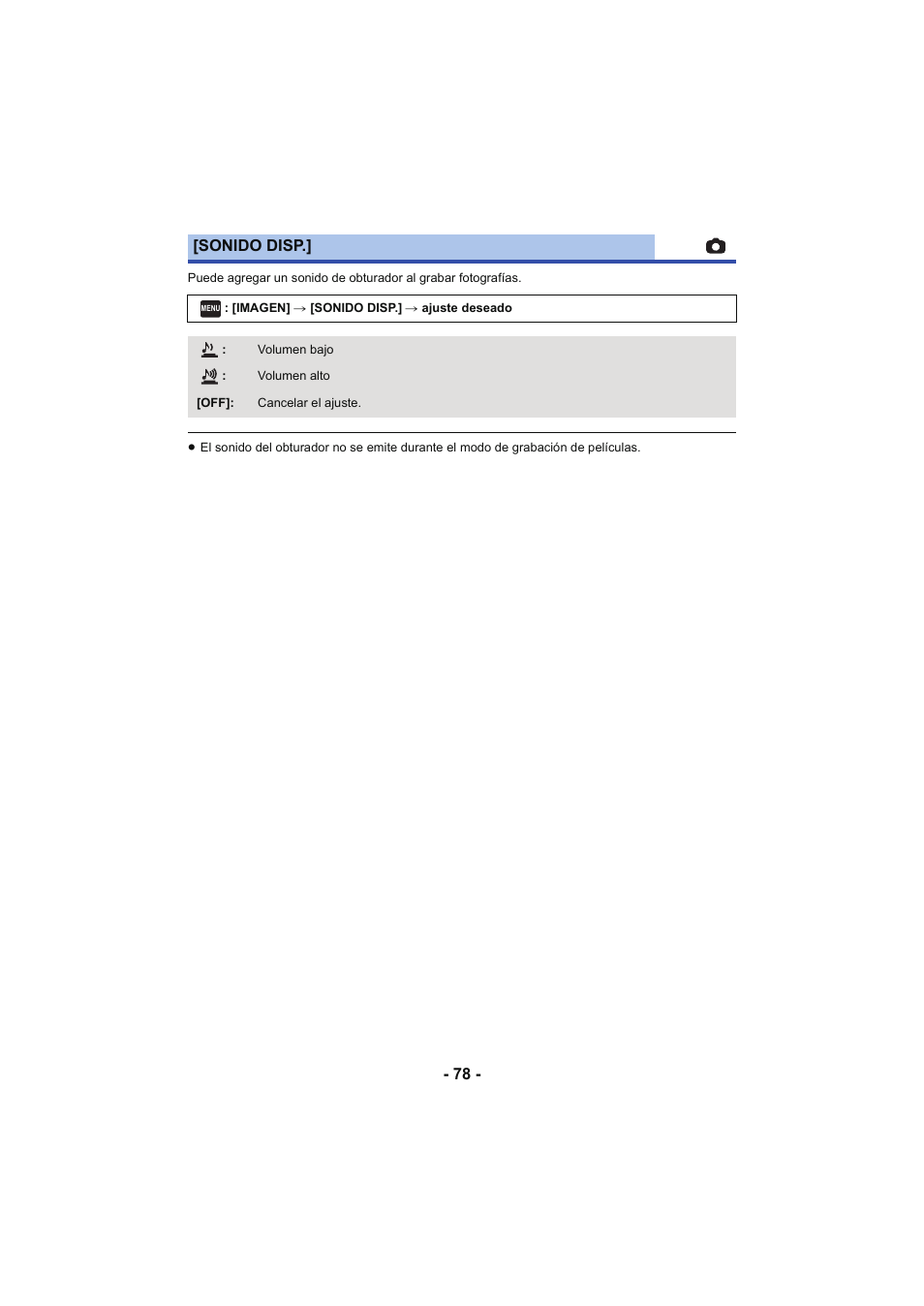 Sonido disp | Panasonic HCV250EC Manual del usuario | Página 78 / 214