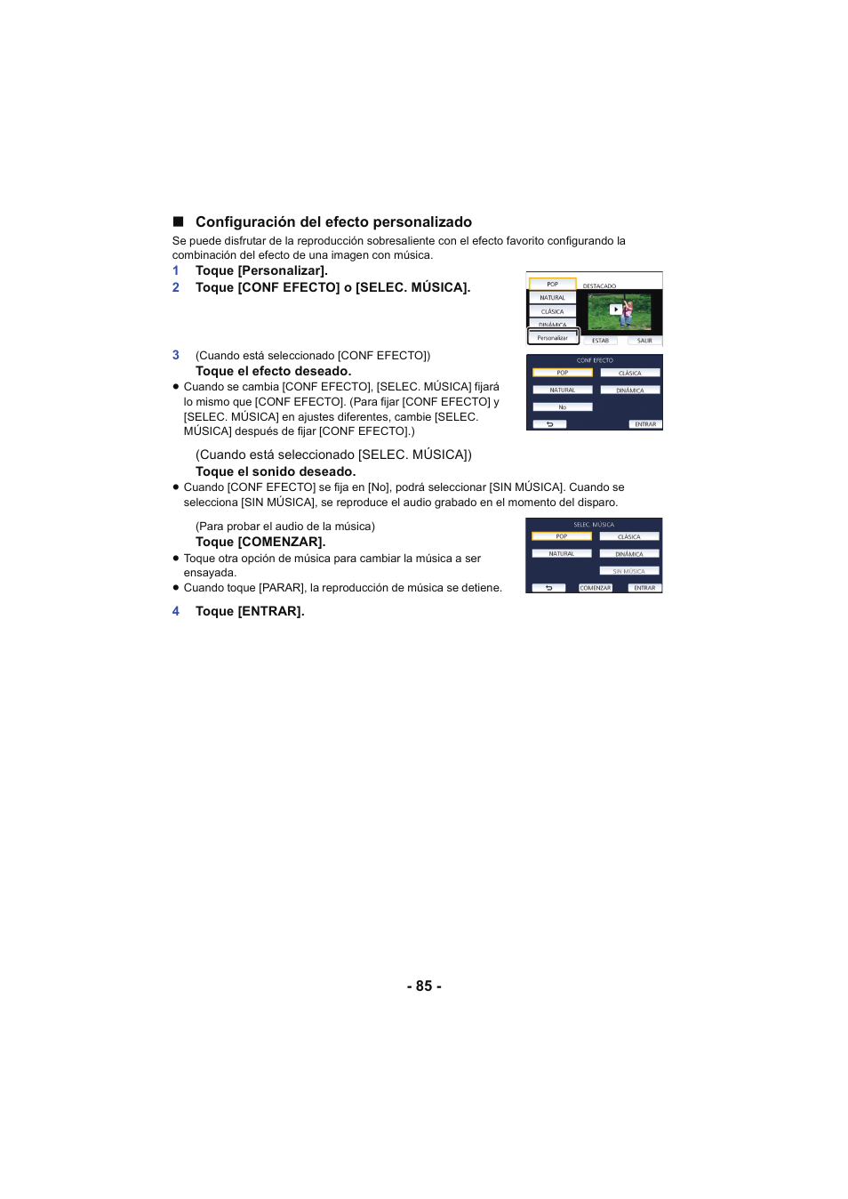 85 - ∫ configuración del efecto personalizado | Panasonic HCV250EC Manual del usuario | Página 85 / 214
