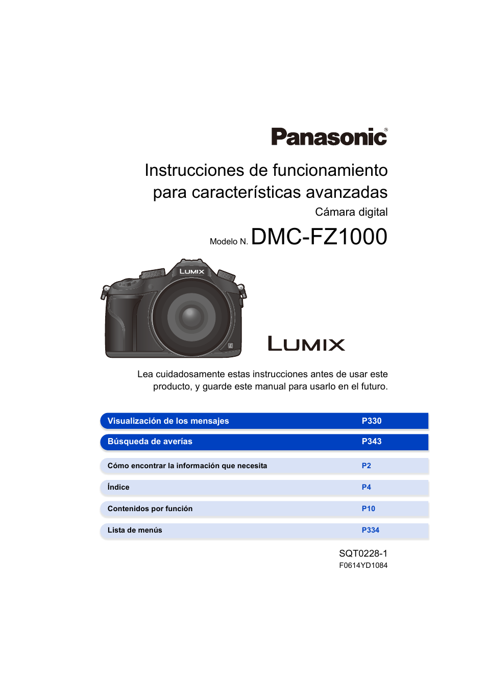 Panasonic DMCFZ1000EG Manual del usuario | Páginas: 367
