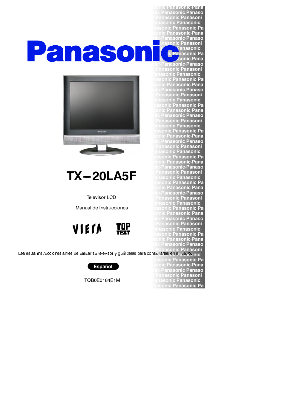 Panasonic TX20LA5F Manual del usuario | Páginas: 36