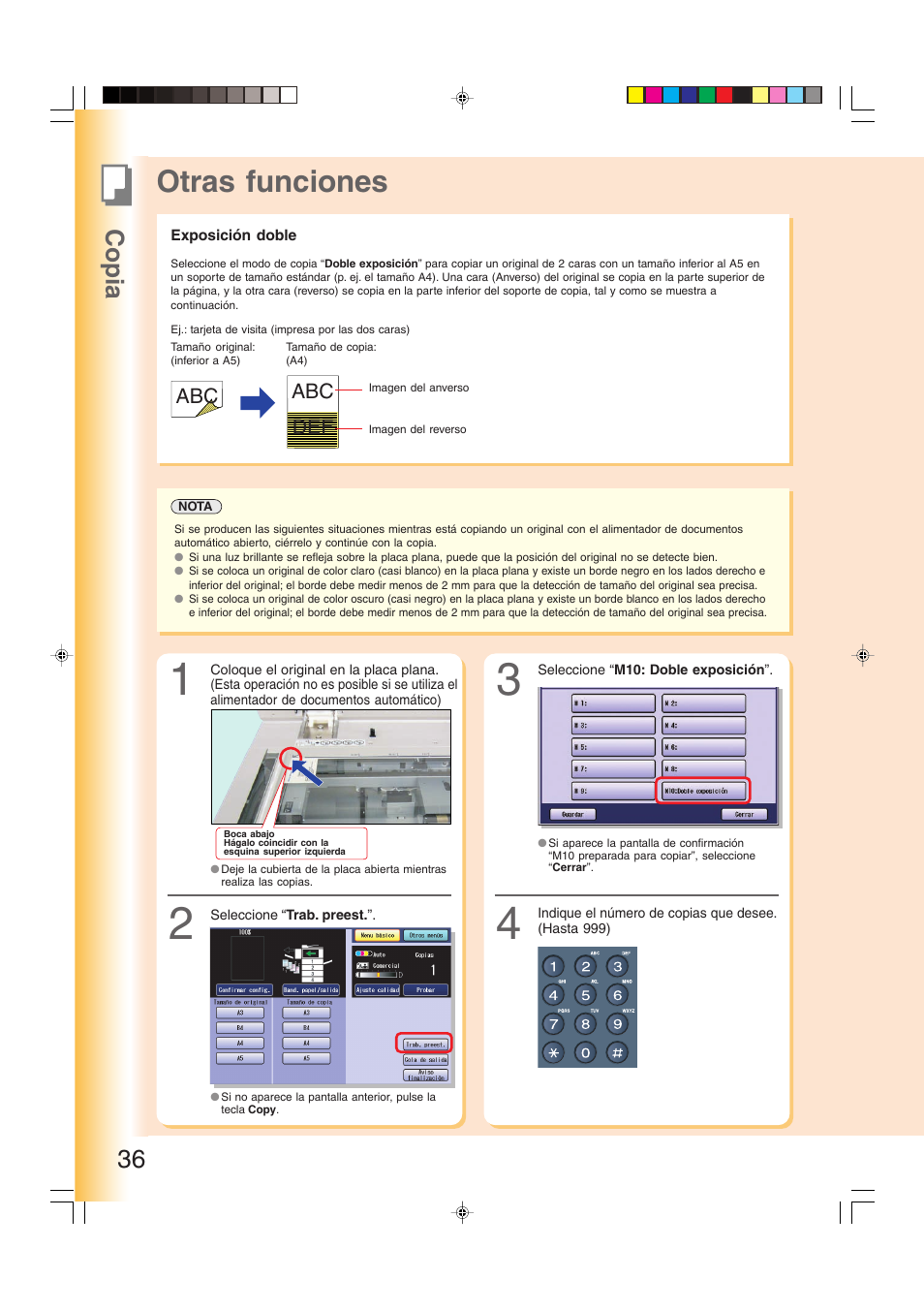 Otras funciones, Copia 36 | Panasonic DPC262 Manual del usuario | Página 36 / 110