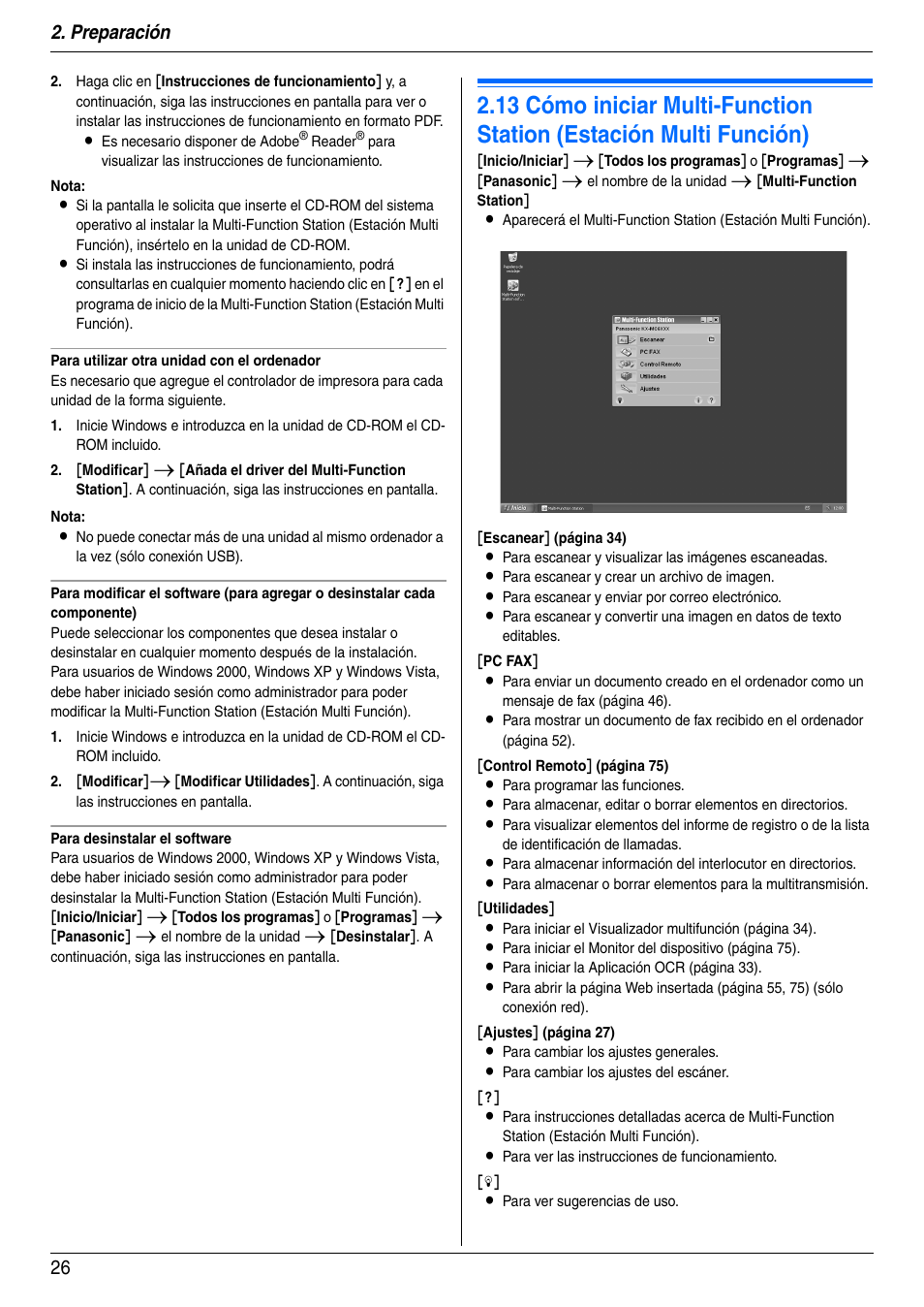 Preparación 26 | Panasonic KXMC6015SP Manual del usuario | Página 26 / 120