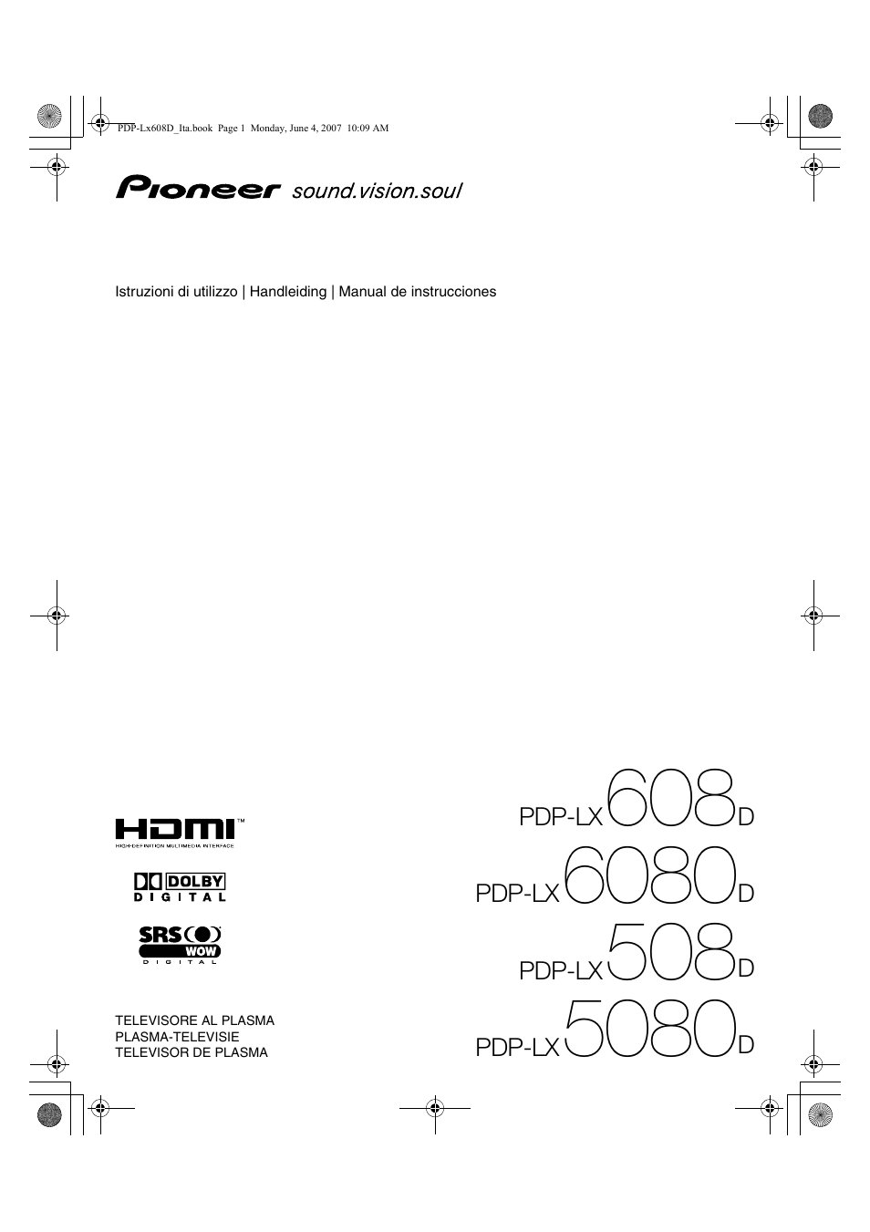 Pioneer PDP-LX608D Manual del usuario | Páginas: 260