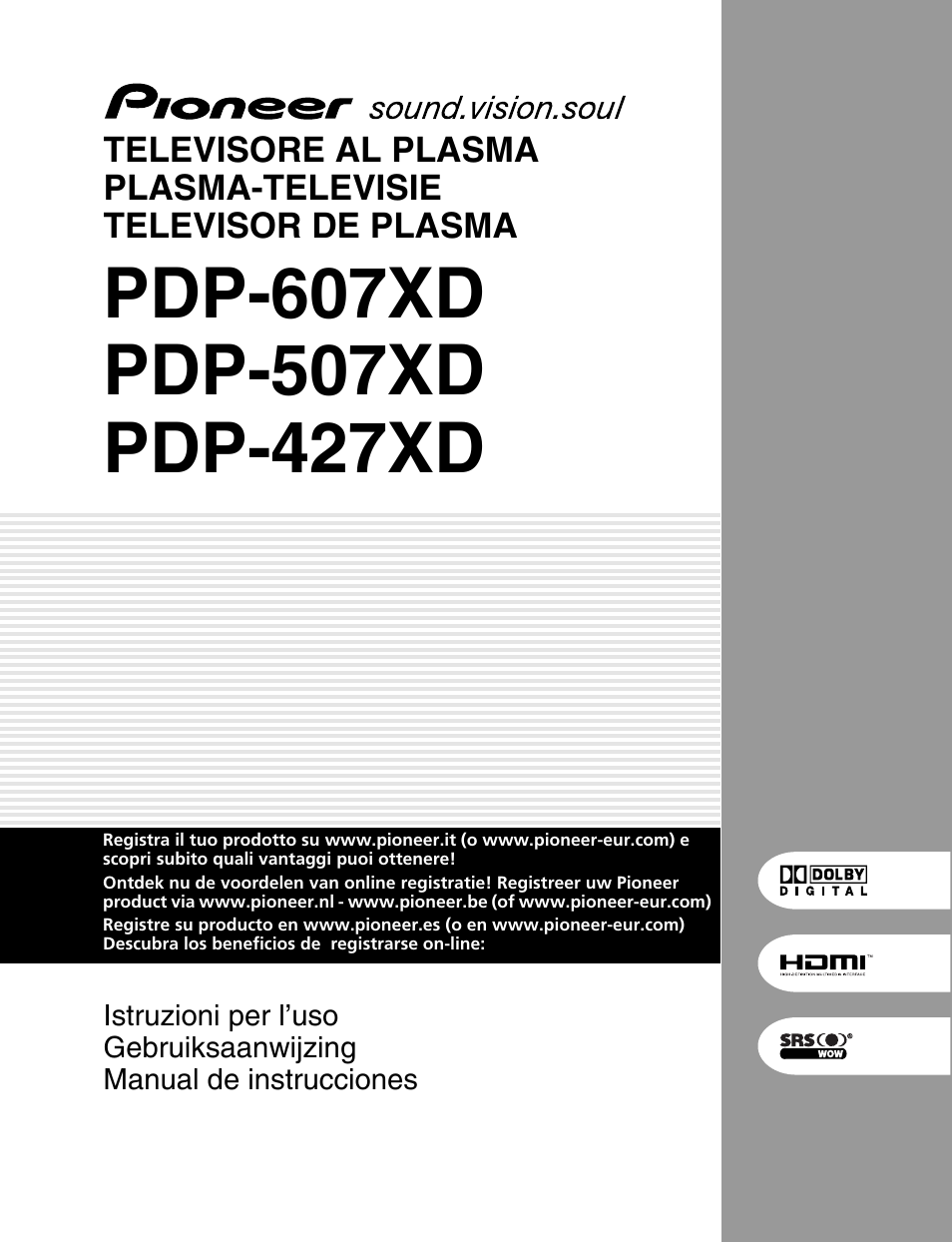 Pioneer PDP-507XD Manual del usuario | Páginas: 219