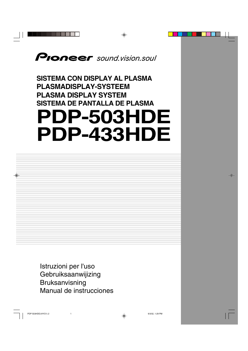 Pioneer PDP-433HDE Manual del usuario | Páginas: 258