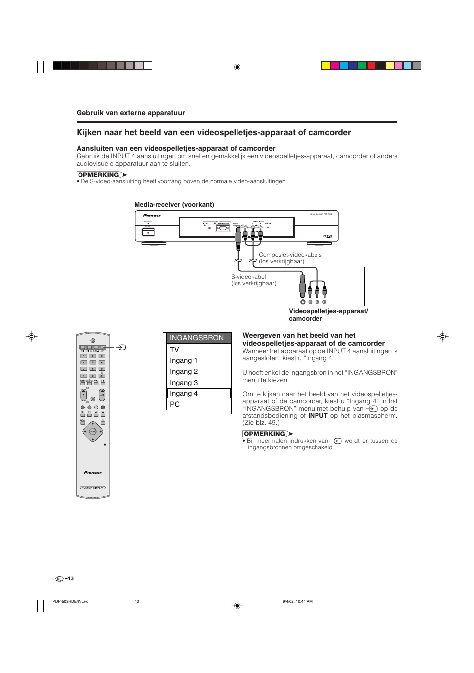 Pioneer PDP-433HDE Manual del usuario | Página 109 / 258