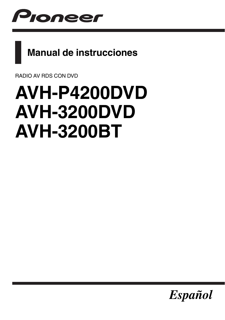 Pioneer AVH-3200BT Manual del usuario | Páginas: 104