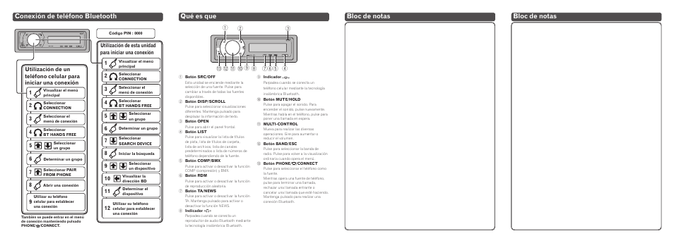 Pioneer DEH-600BT Manual del usuario | Página 2 / 2