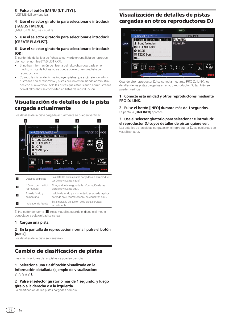 Cambio de clasificación de pistas | Pioneer CDJ-900NXS Manual del usuario | Página 32 / 41