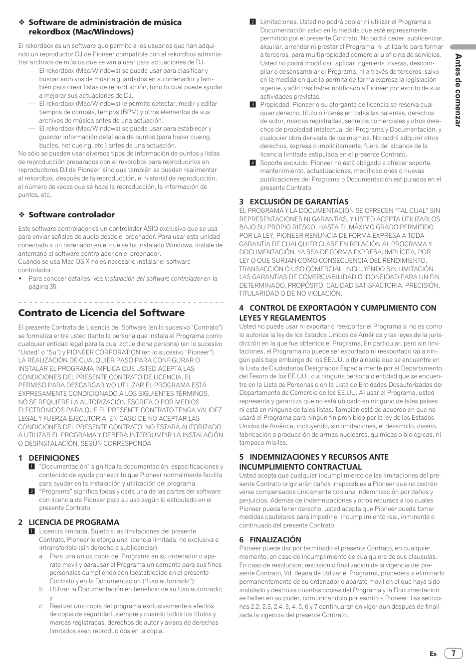 Contrato de licencia del software | Pioneer CDJ-900NXS Manual del usuario | Página 7 / 41