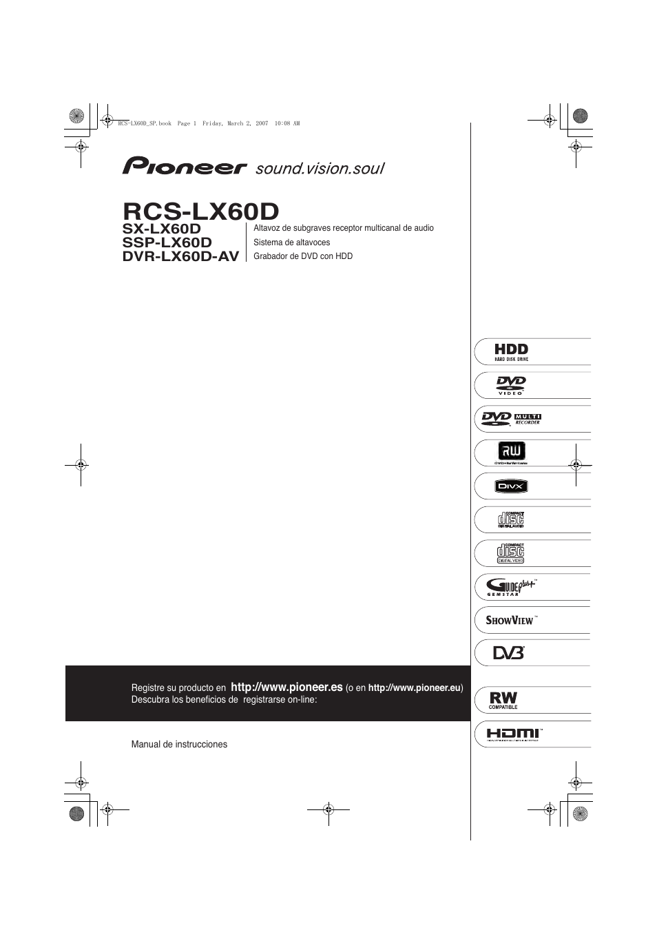 Pioneer RCS-LX60D Manual del usuario | Páginas: 164
