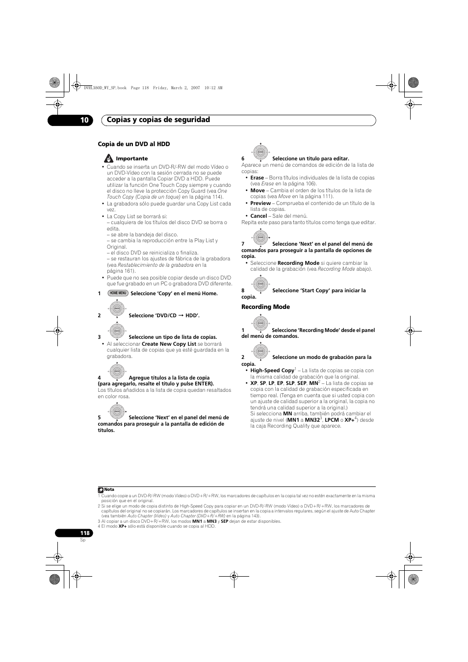 Copias y copias de seguridad 10 | Pioneer RCS-LX60D Manual del usuario | Página 118 / 164