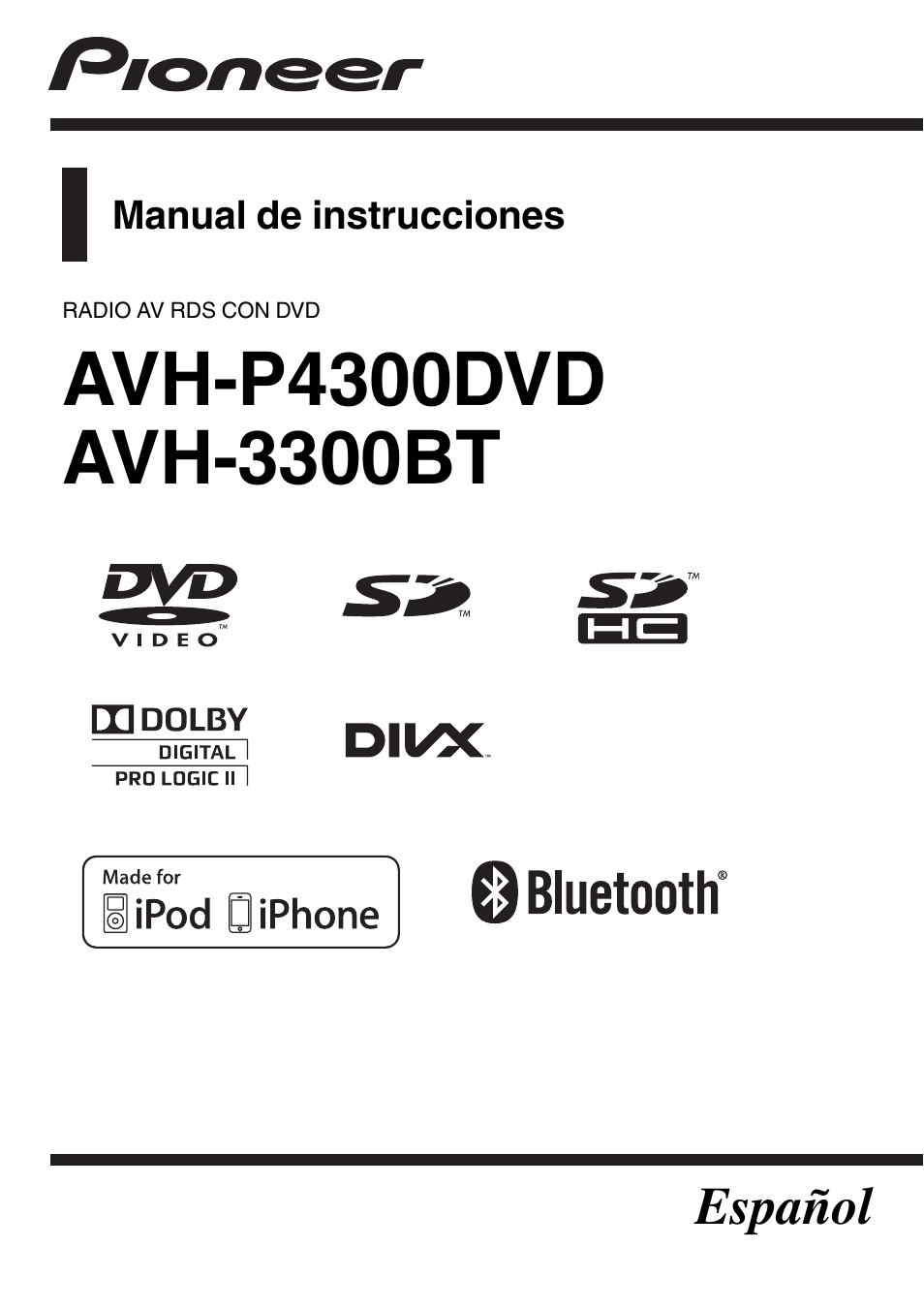Pioneer AVH P4300DVD Manual del usuario | Páginas: 104