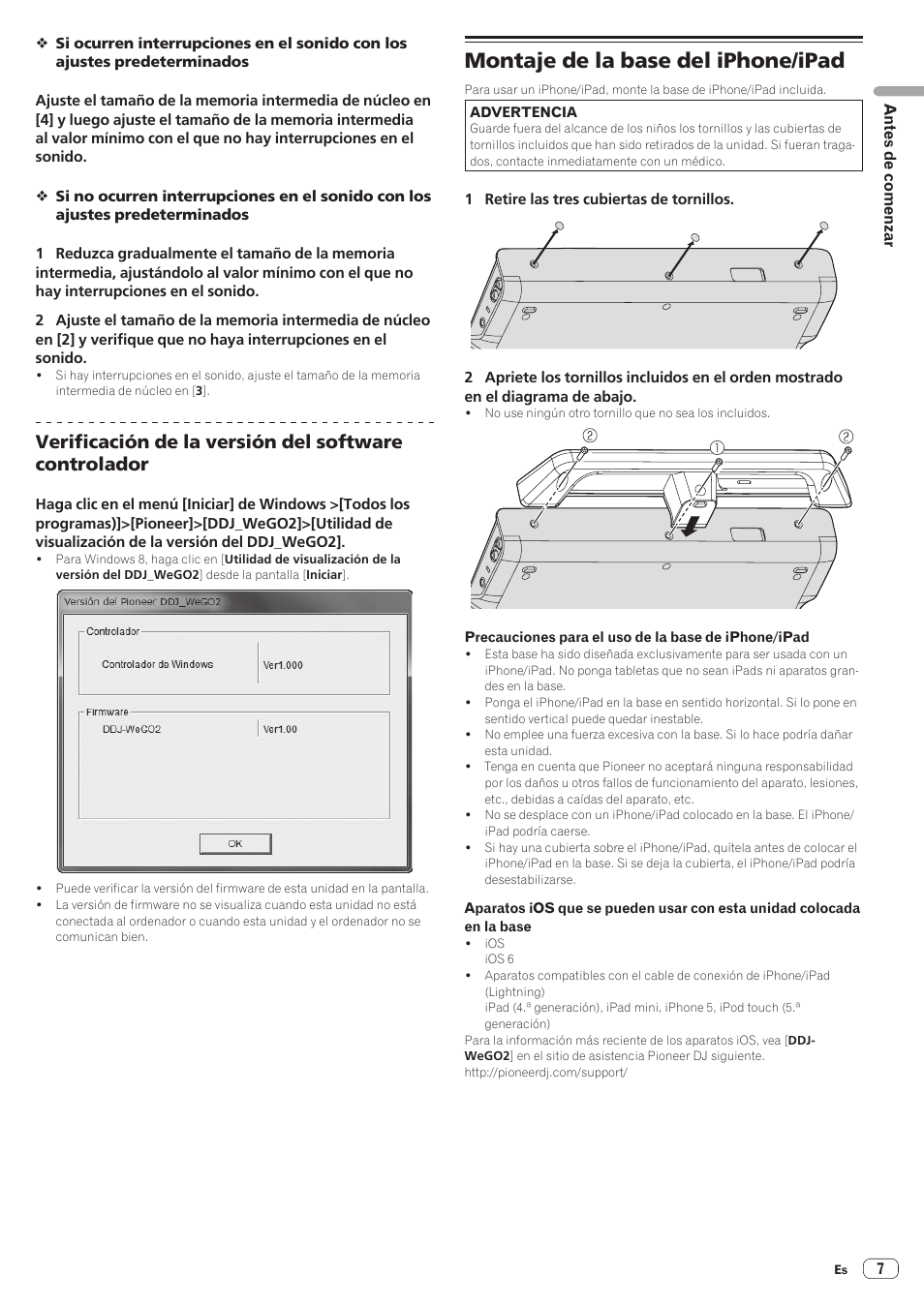 Montaje de la base del iphone/ipad | Pioneer DDJ-WeGO2 Manual del usuario | Página 7 / 22