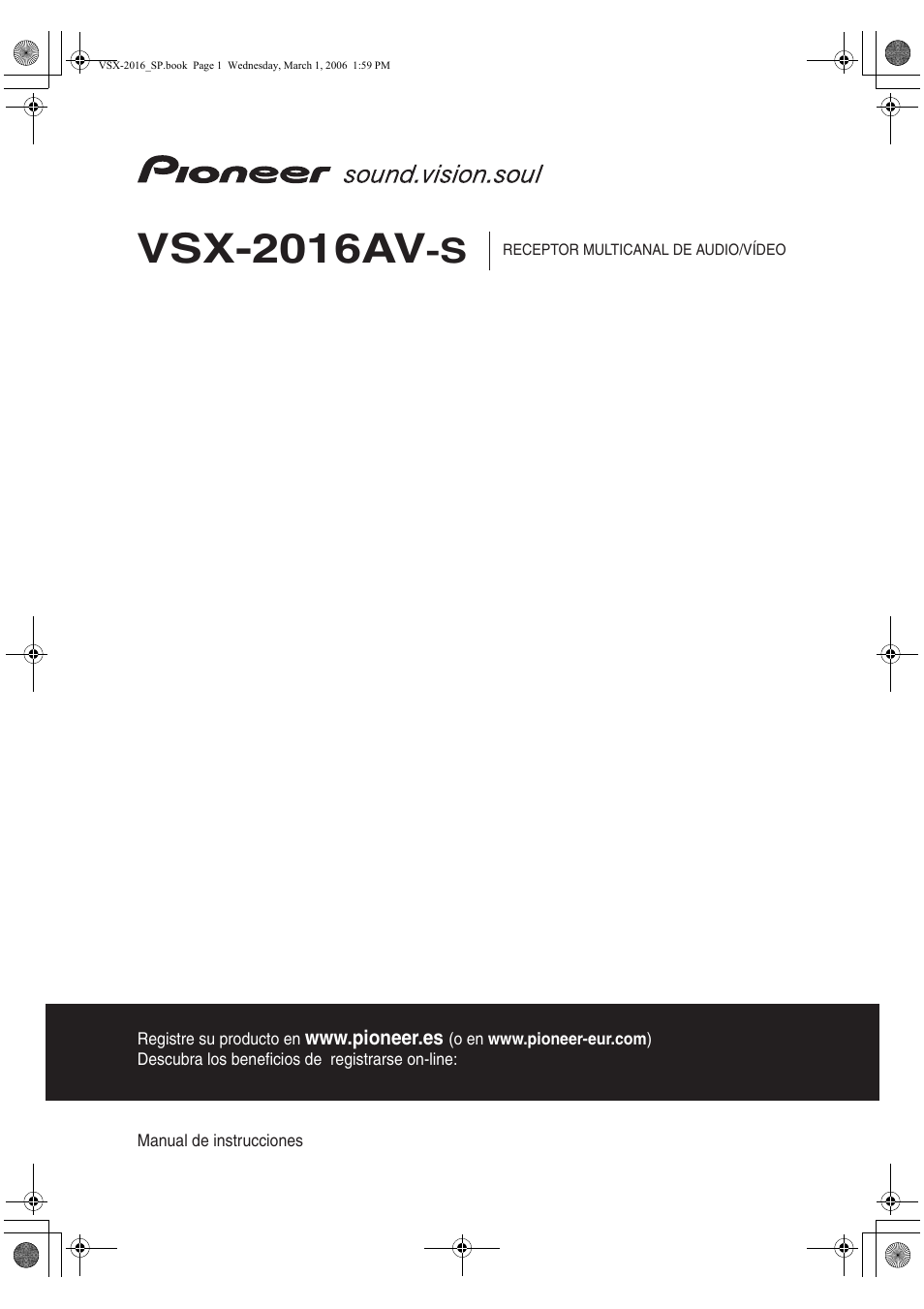 Pioneer VSX-2016AV-S Manual del usuario | Páginas: 79
