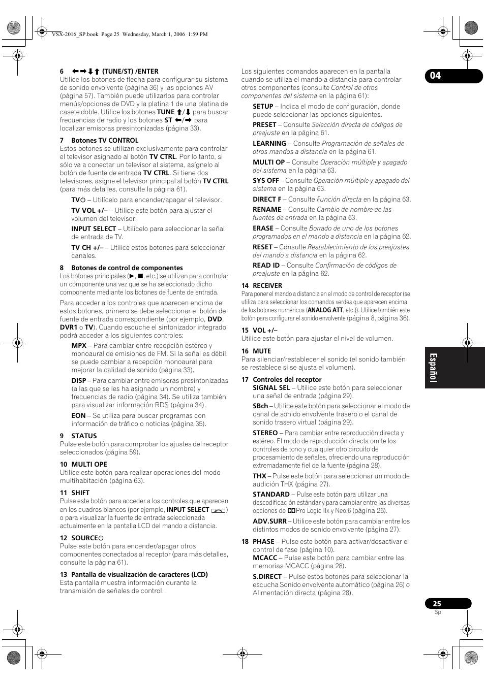 Pioneer VSX-2016AV-S Manual del usuario | Página 25 / 79