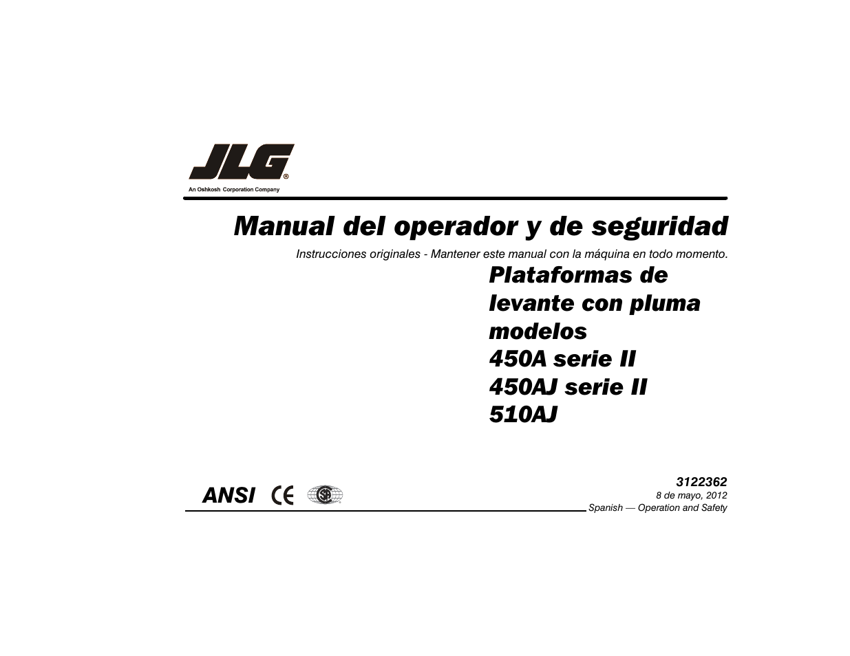 JLG 510AJ Operator Manual Manual del usuario | Páginas: 132