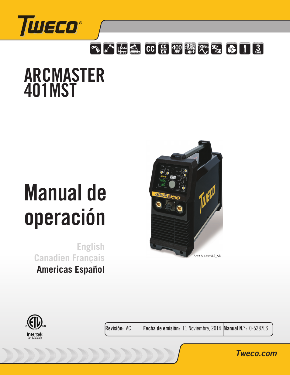 Tweco ArcMaster 401MST Manual del usuario | Páginas: 72