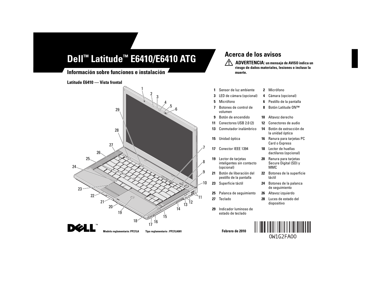 Dell Latitude E6410 Manual del usuario | Páginas: 8