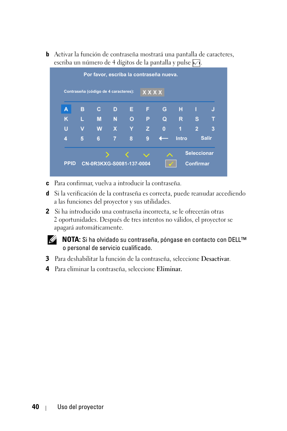 Nota | Dell 1430X Projector Manual del usuario | Página 40 / 63