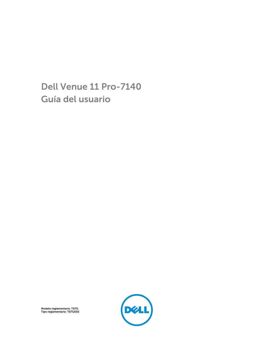 Dell Venue 11 Pro (7140, Late 2014) Manual del usuario | Páginas: 58