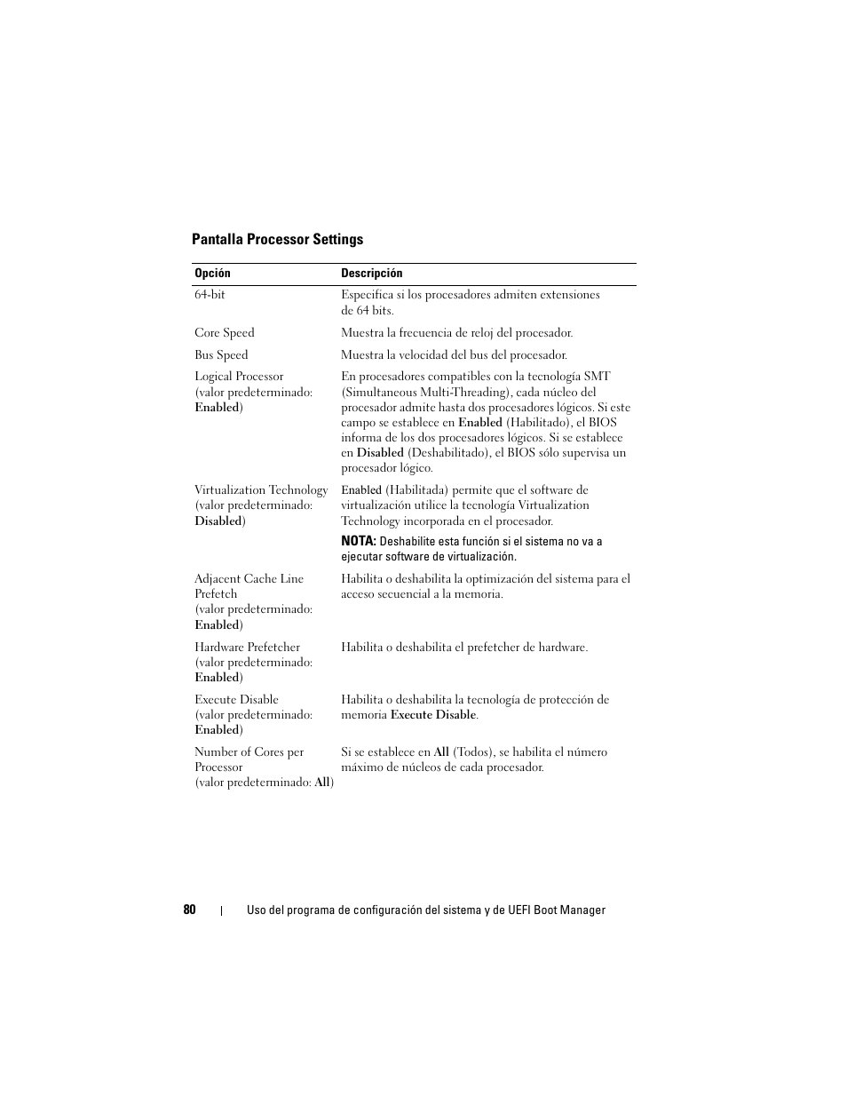 Pantalla processor settings | Dell PowerEdge R810 Manual del usuario | Página 80 / 238