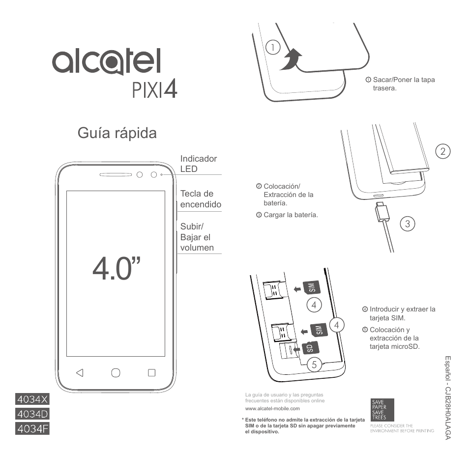Alcatel Pixi 4 4034 D Manual del usuario | Páginas: 1
