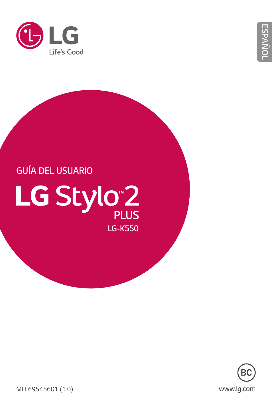 LG Stylo 2 Plus LG-K550 Manual del usuario | Páginas: 139