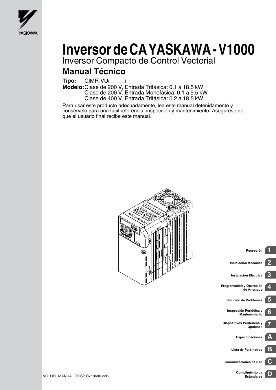 Yaskawa V1000 Manual del usuario | Páginas: 326