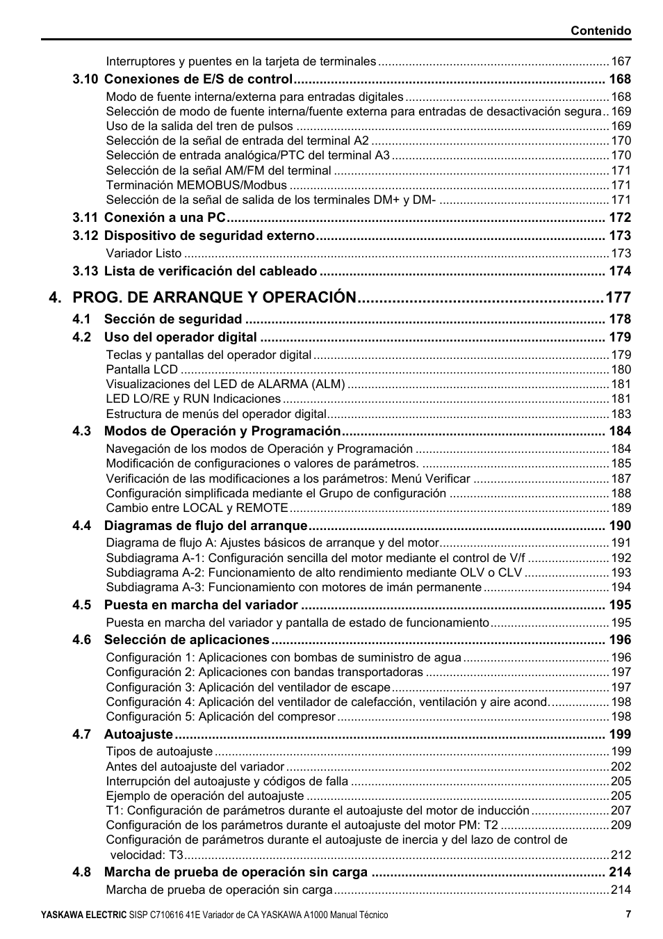 Prog. de arranque y operación | Yaskawa CIMR-AU 200V Manual del usuario | Página 7 / 840