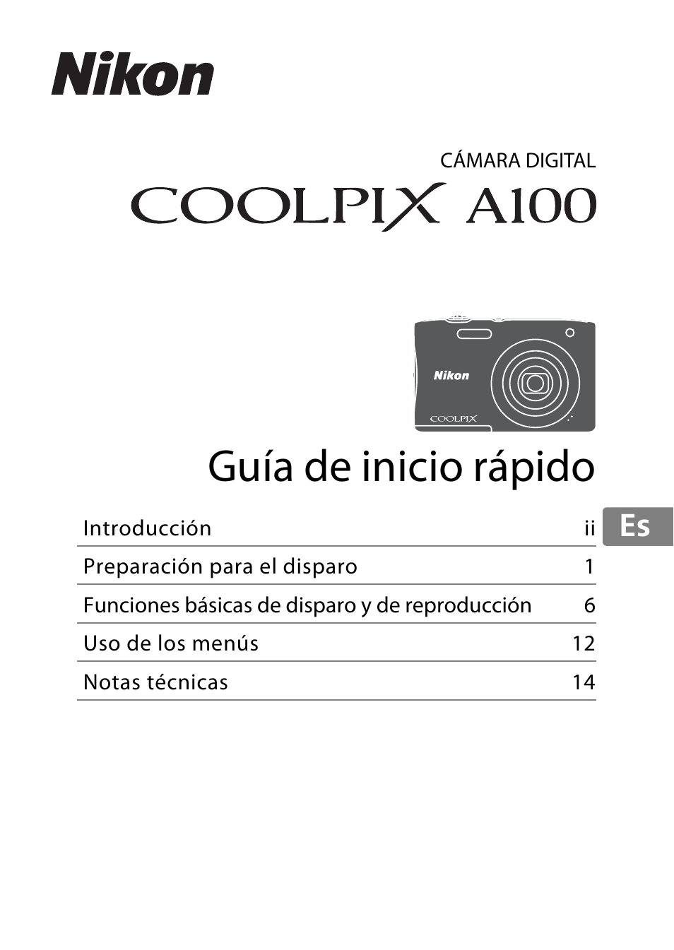 Nikon Coolpix A100 Manual del usuario | Páginas: 36