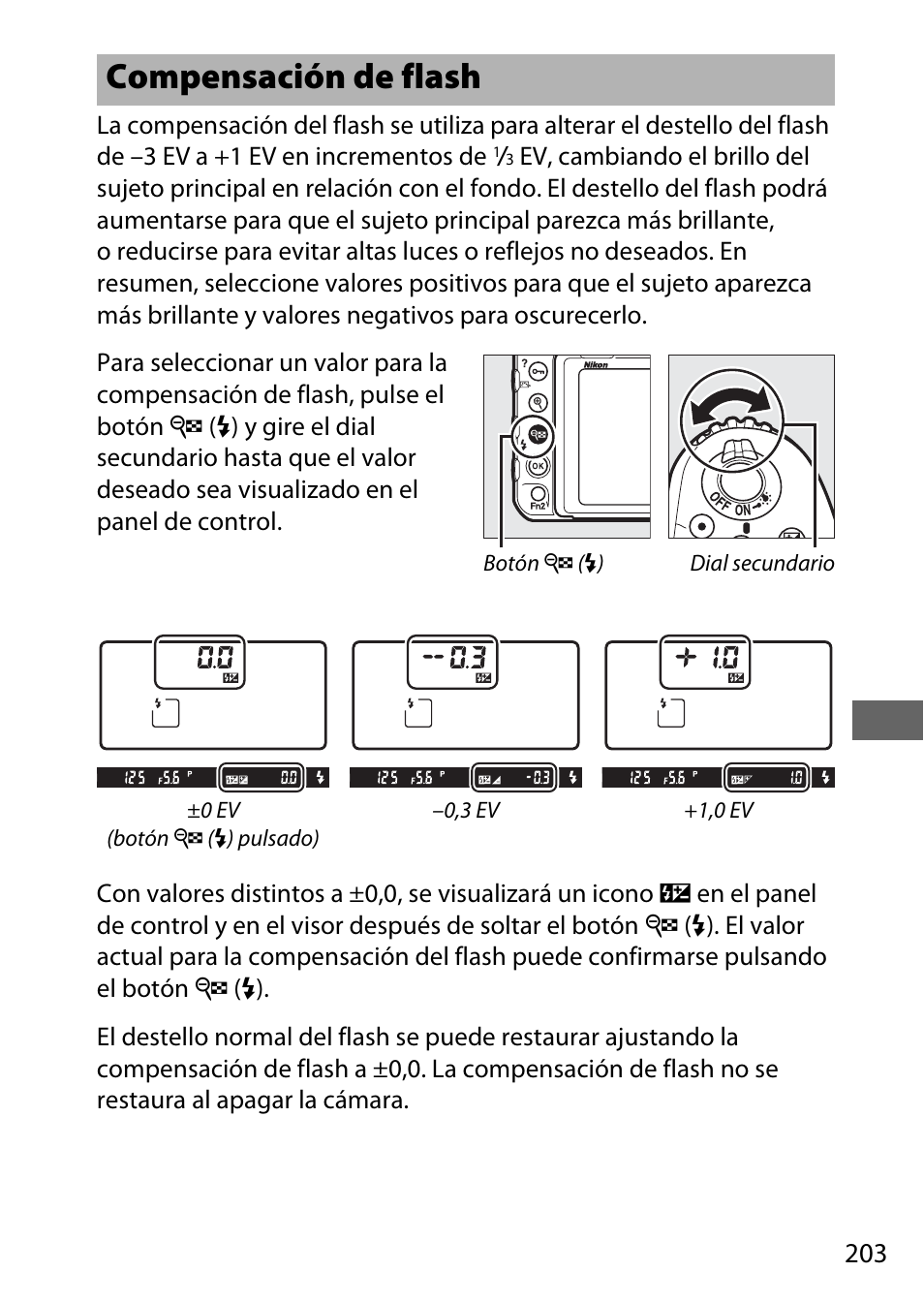 Compensación de flash | Nikon D500 Manual del usuario | Página 229 / 432
