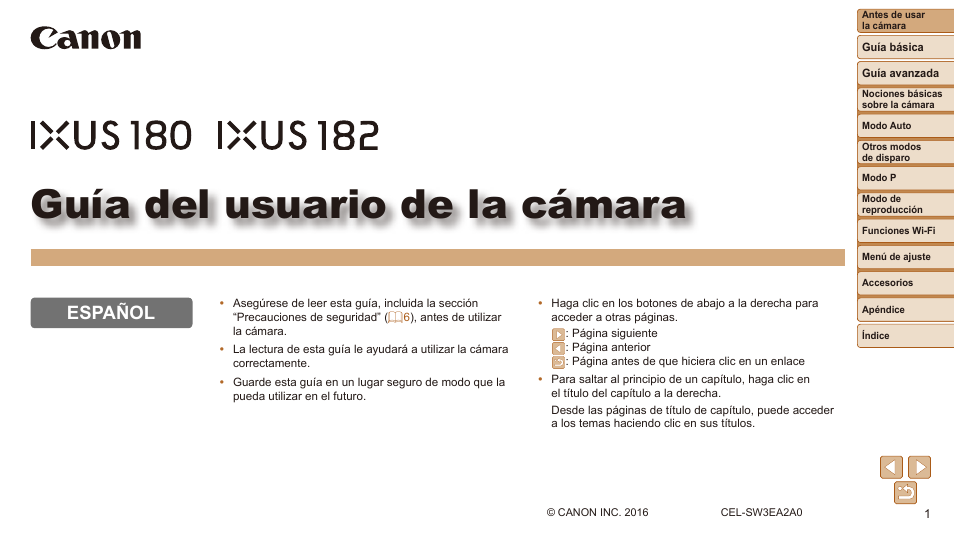 Canon IXUS 180 Manual del usuario | Páginas: 143