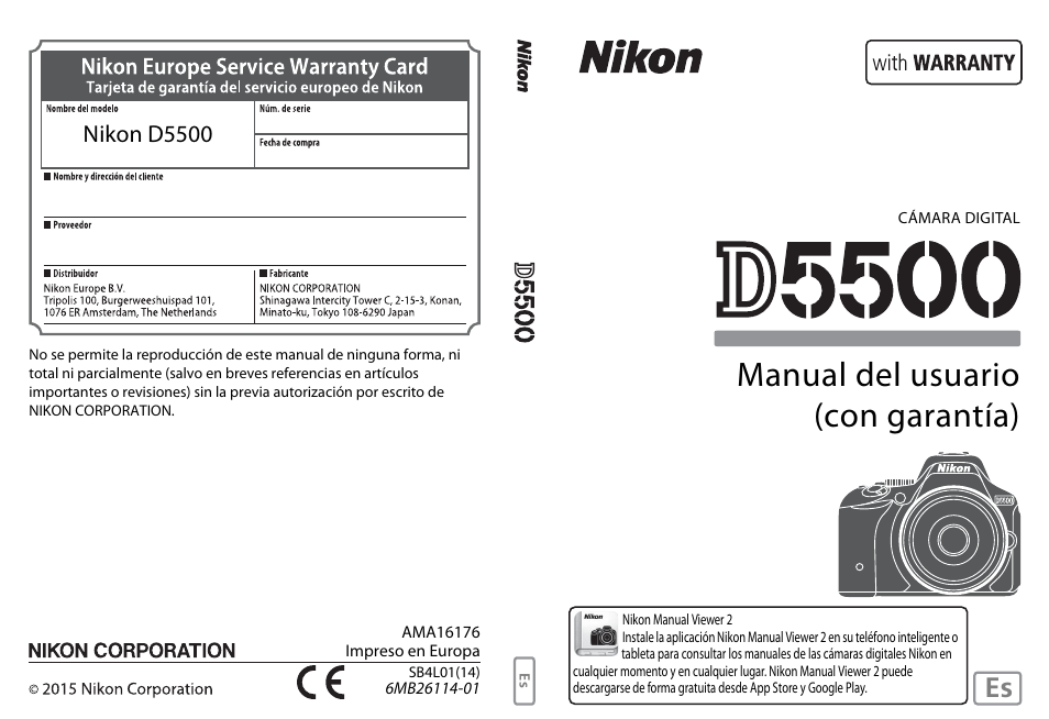 Nikon D5500 Manual del usuario | Páginas: 160